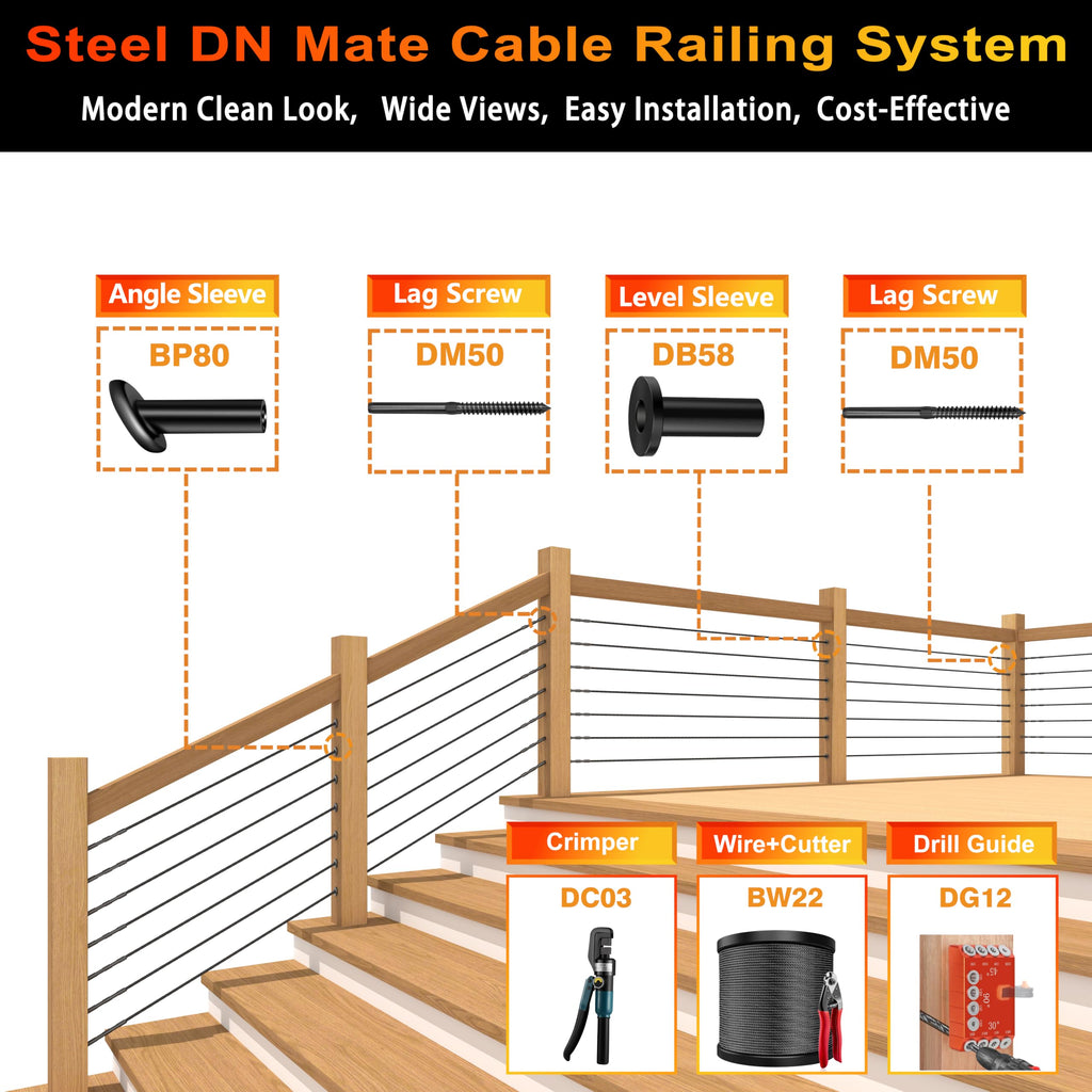 Black Stainless Steel Cable for Railing 220FT 1/8" T316 Wire Rope X175