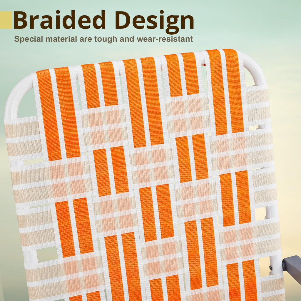 Folding Webbed Chair Set of 2 Steel Frame 300lbs Capacity V294