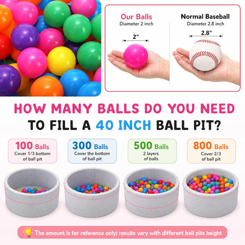 100 Pack 2 Inch Plastic Ball Pit Balls with Storage Bag S74470