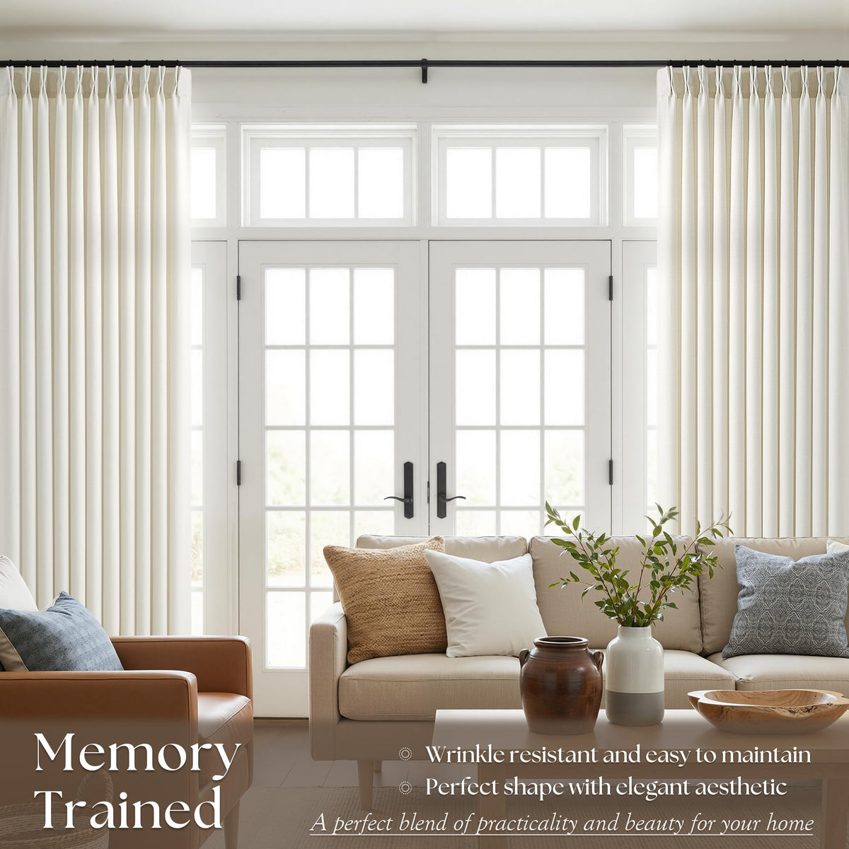 70 Inch Pinch Pleated Semi Sheer Curtains B336
