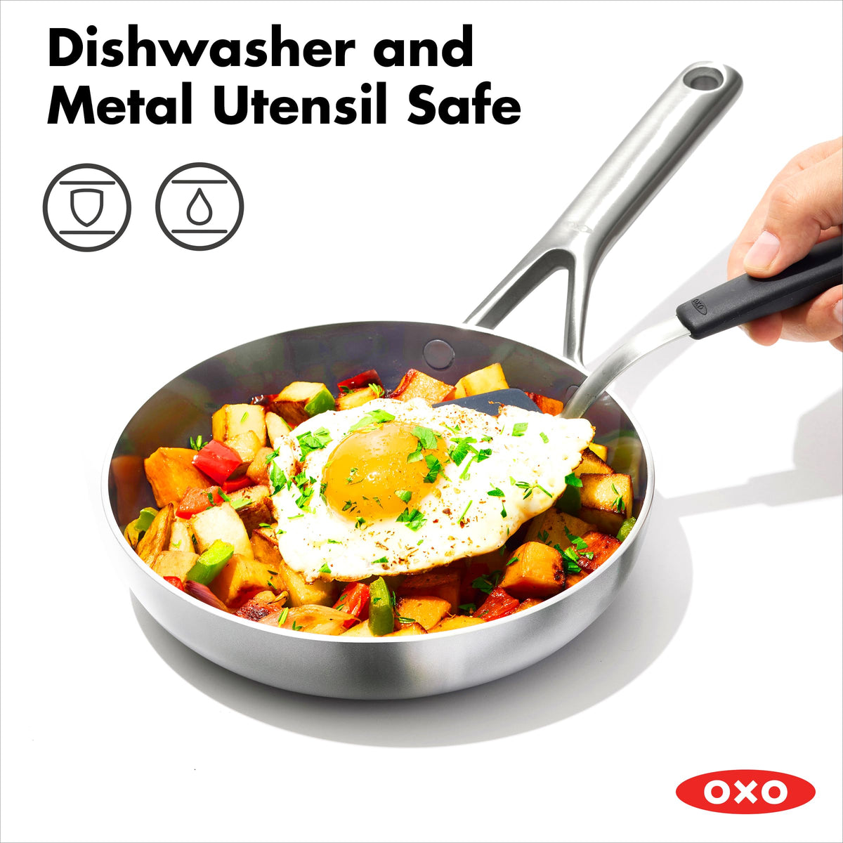 10 Piece Stainless Steel Cookware Set with Ceramic Nonstick Frying Pan Y68634