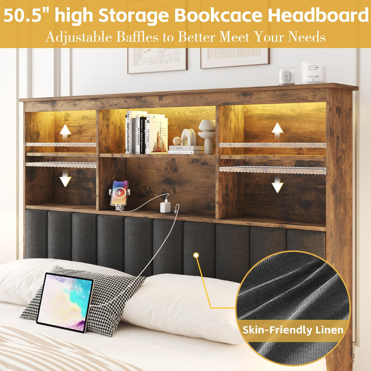 Queen Bed Frame with Storage Drawers and Charging Station D158923