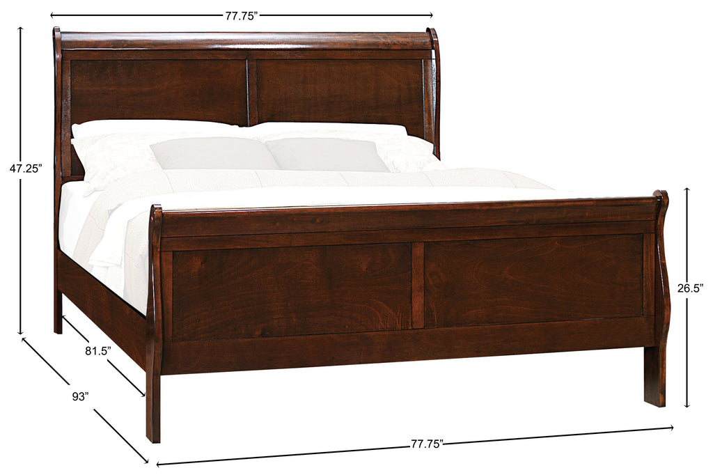 Cal King Cherry Sleigh Panel Bed N3212