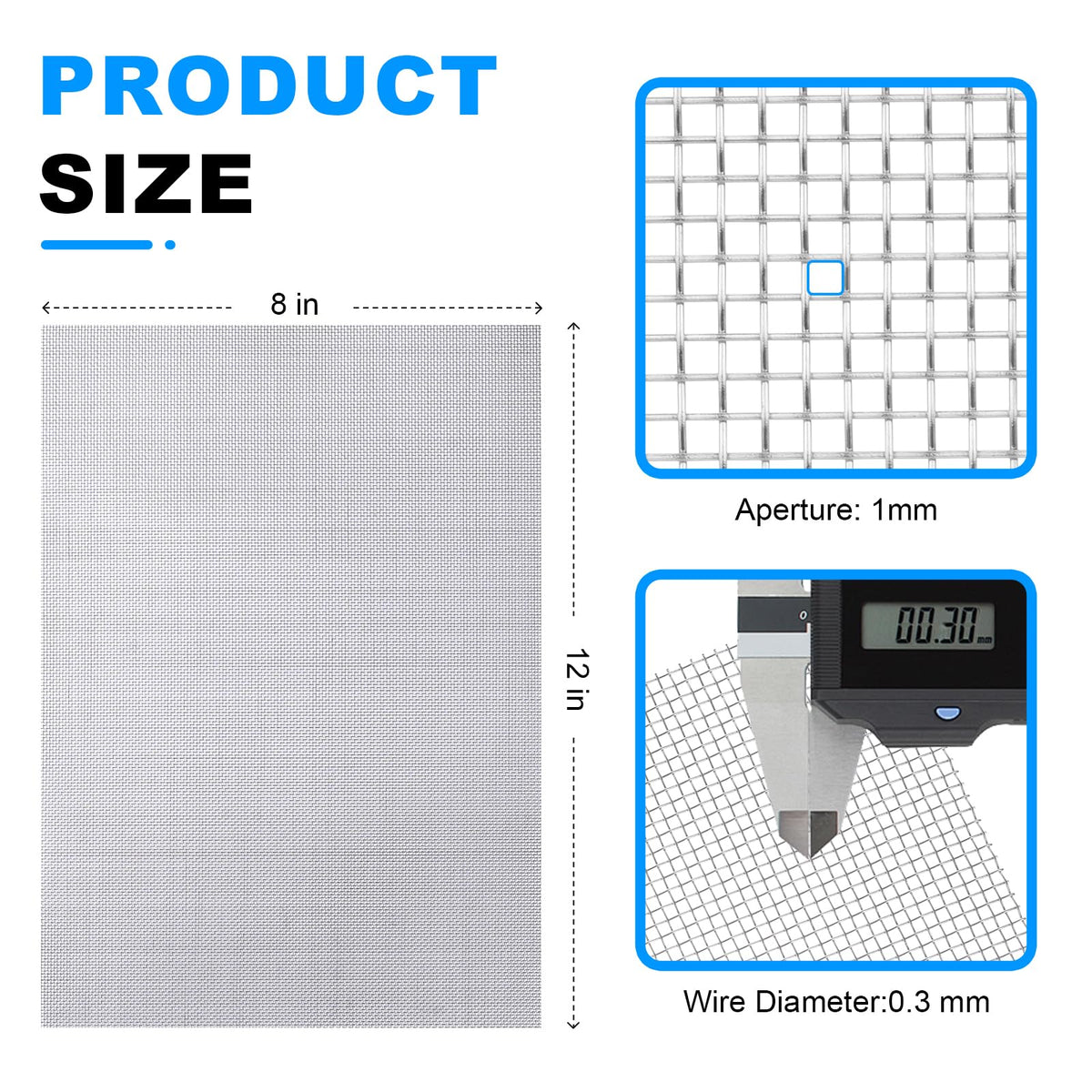 12×8 Inch 20 Mesh 304 Stainless Steel Wire Mesh Screen P96835