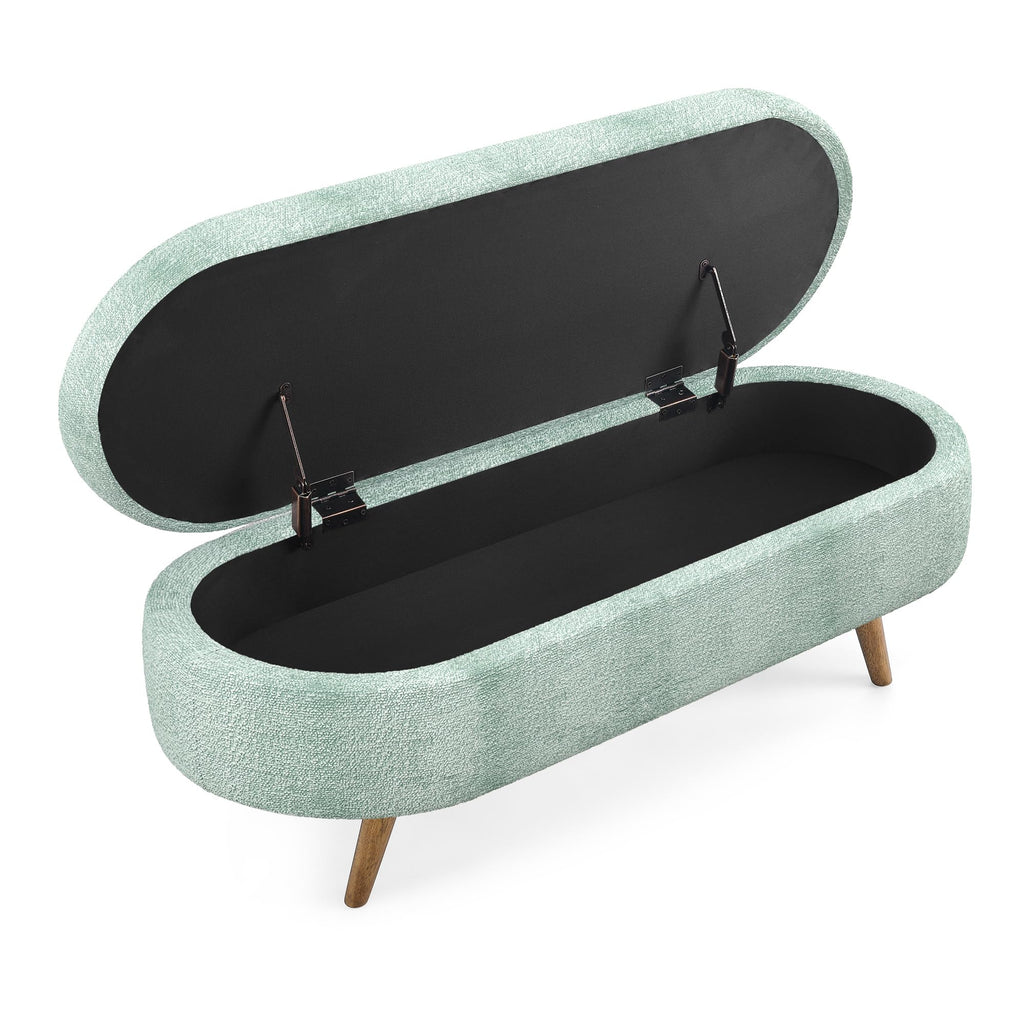 Oval Storage Bench with Rubber Wood Legs U1254