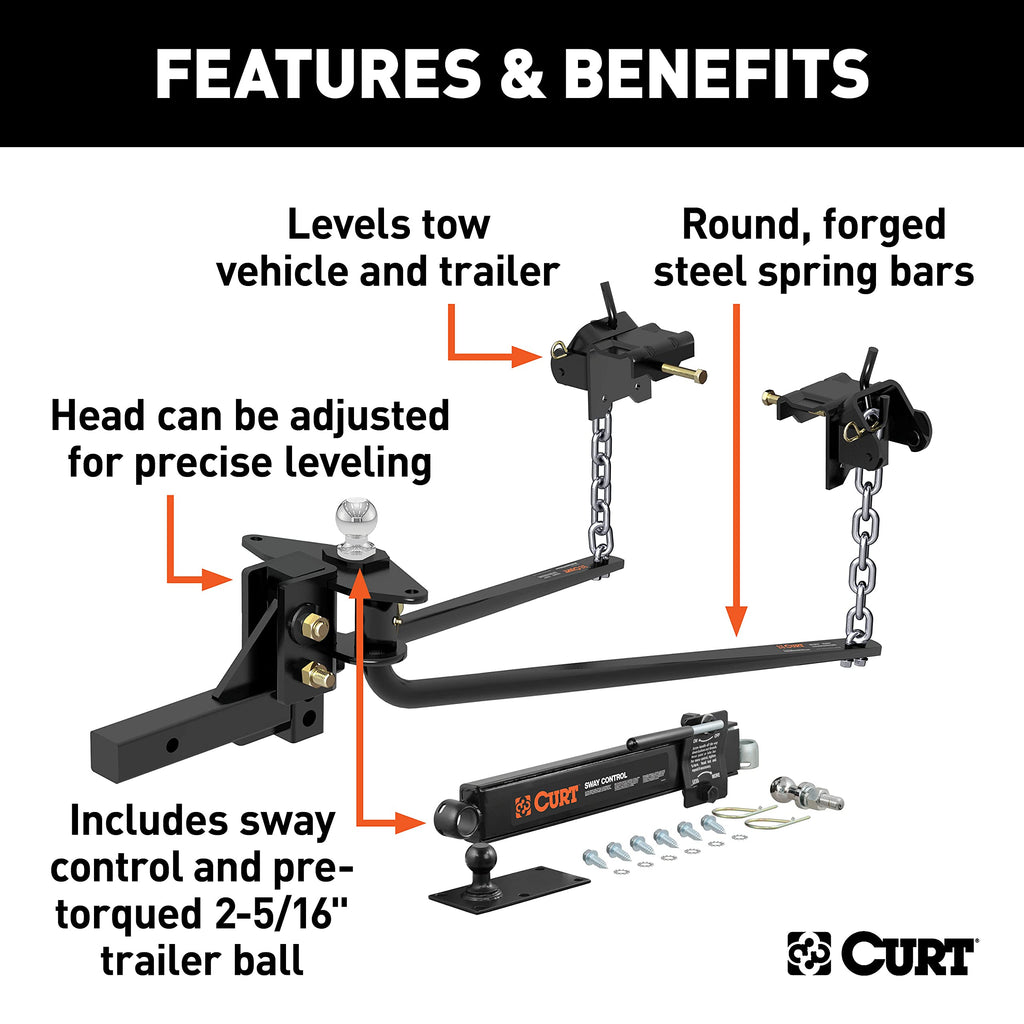 Round Bar Weight Distribution Hitch with Sway Control E383