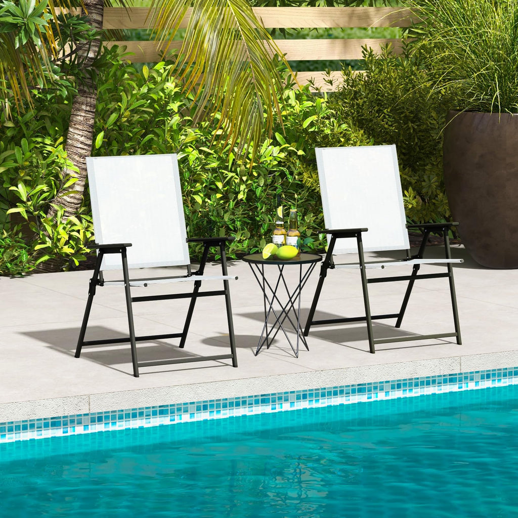 White Set of 2 Folding Patio Chairs with Metal Frame K94618