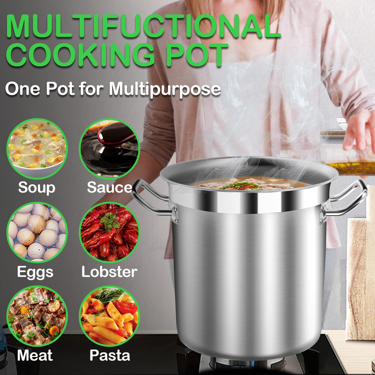 40 Quart Stainless Steel Stockpot with Lid B623016