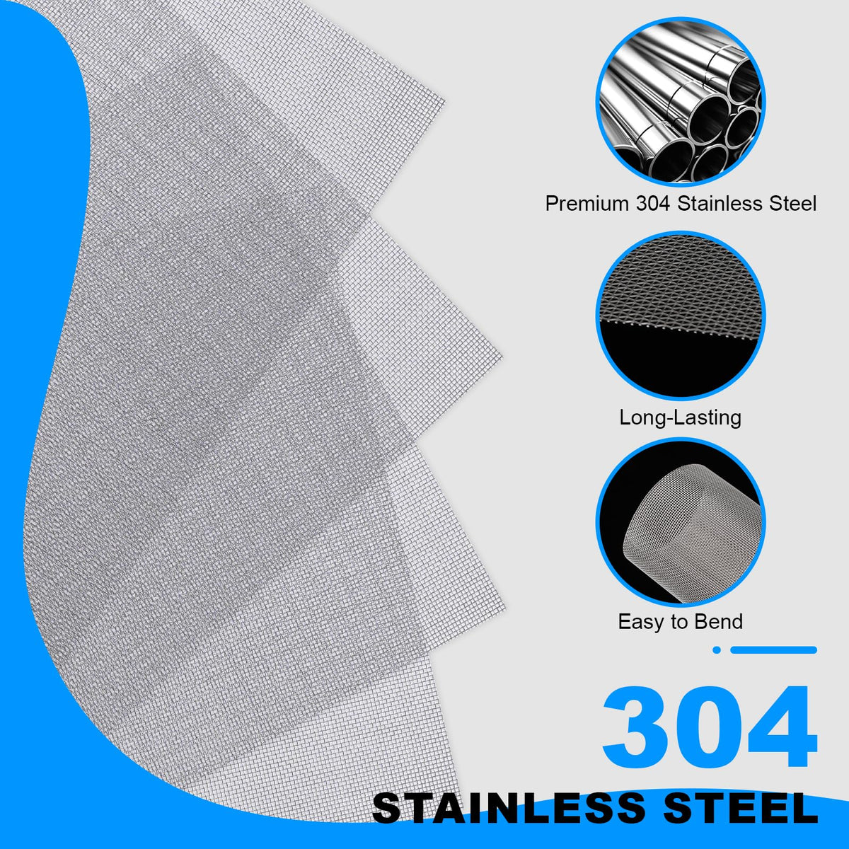 12×8 Inch 20 Mesh 304 Stainless Steel Wire Mesh Screen P96835