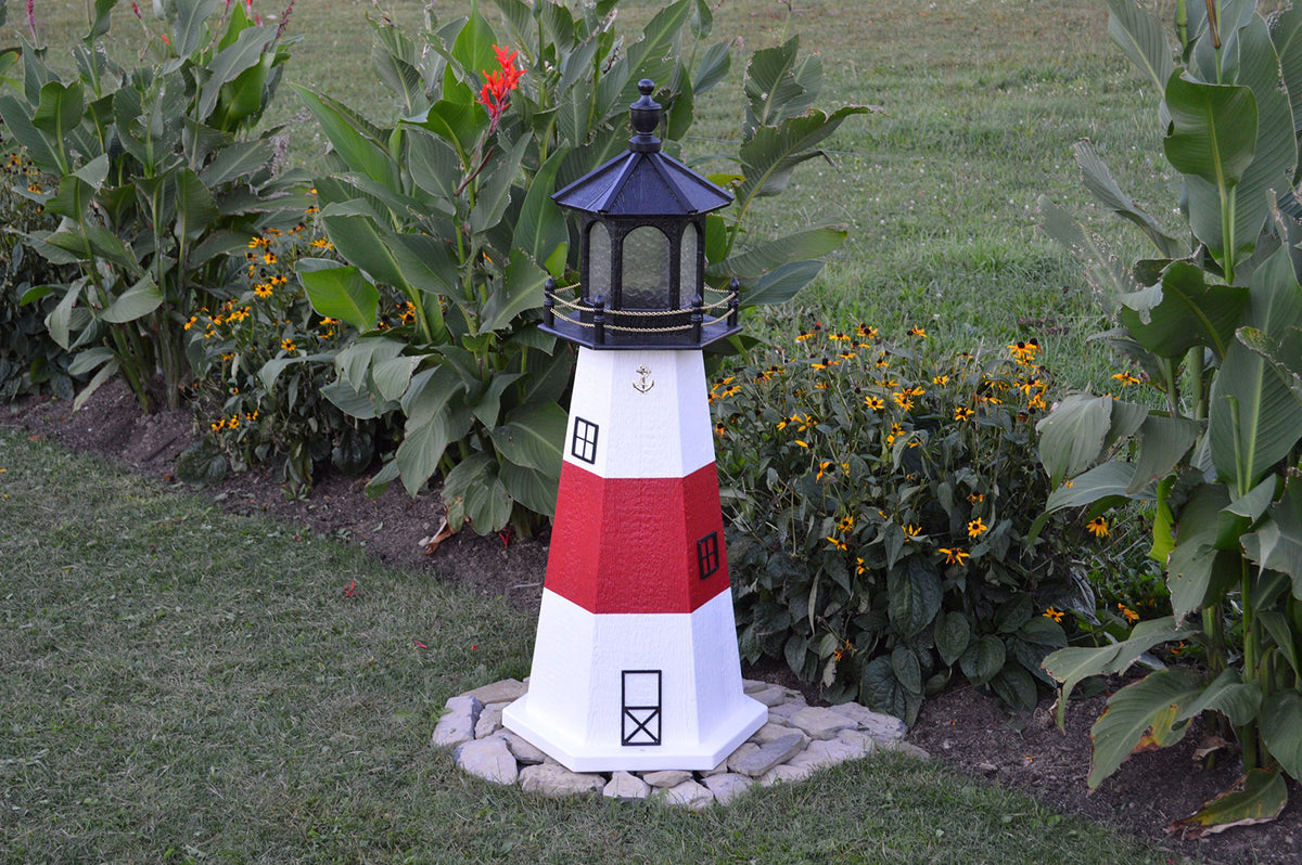 Amish-Made 39" Tall Solar-Powered LED Lighthouse L3017