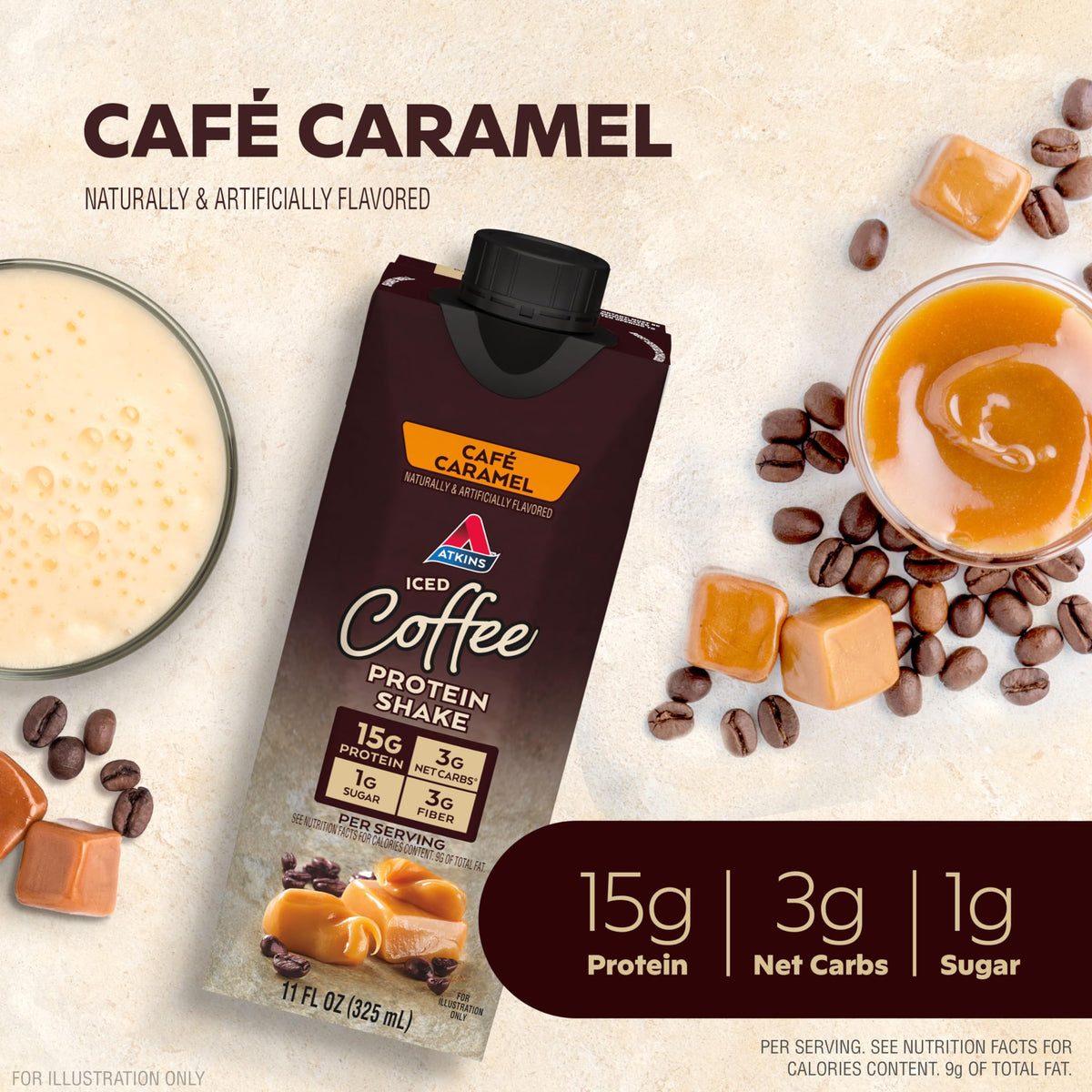 Chocolate Banana & Café Caramel Protein Shake, 15g Protein, Keto Friendly B741