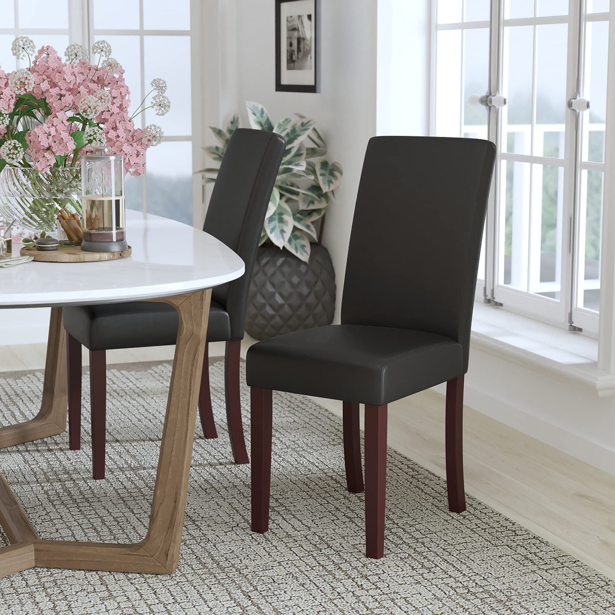 Black LeatherSoft Upholstered Dining Chair A42326