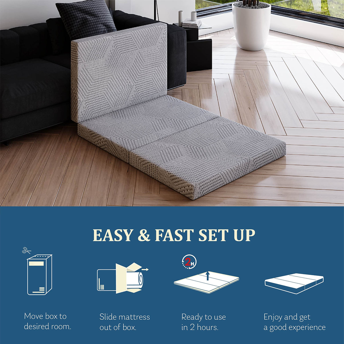 4 Inch Tri Folding Memory Foam Mattress G66738