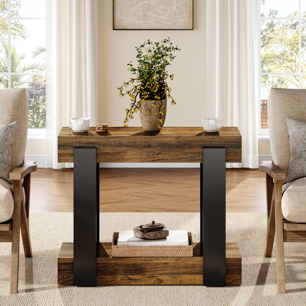 2-Tier Narrow End Table with Storage Shelf J980020