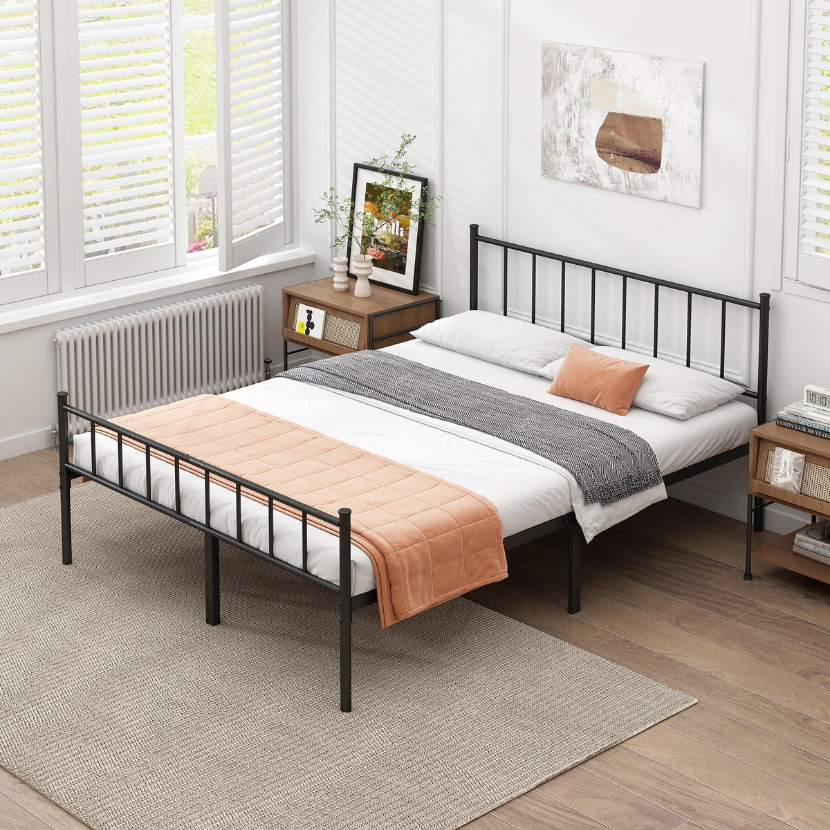 Queen Metal Bed Frame with Steel Slat Support N370500