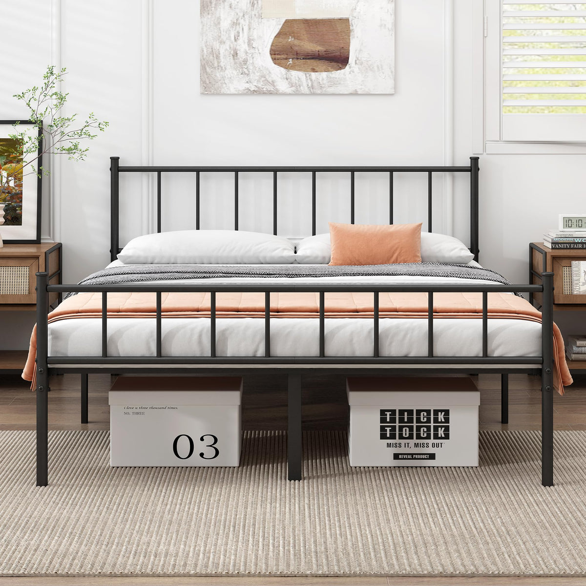 Queen Metal Bed Frame with Steel Slat Support N370500