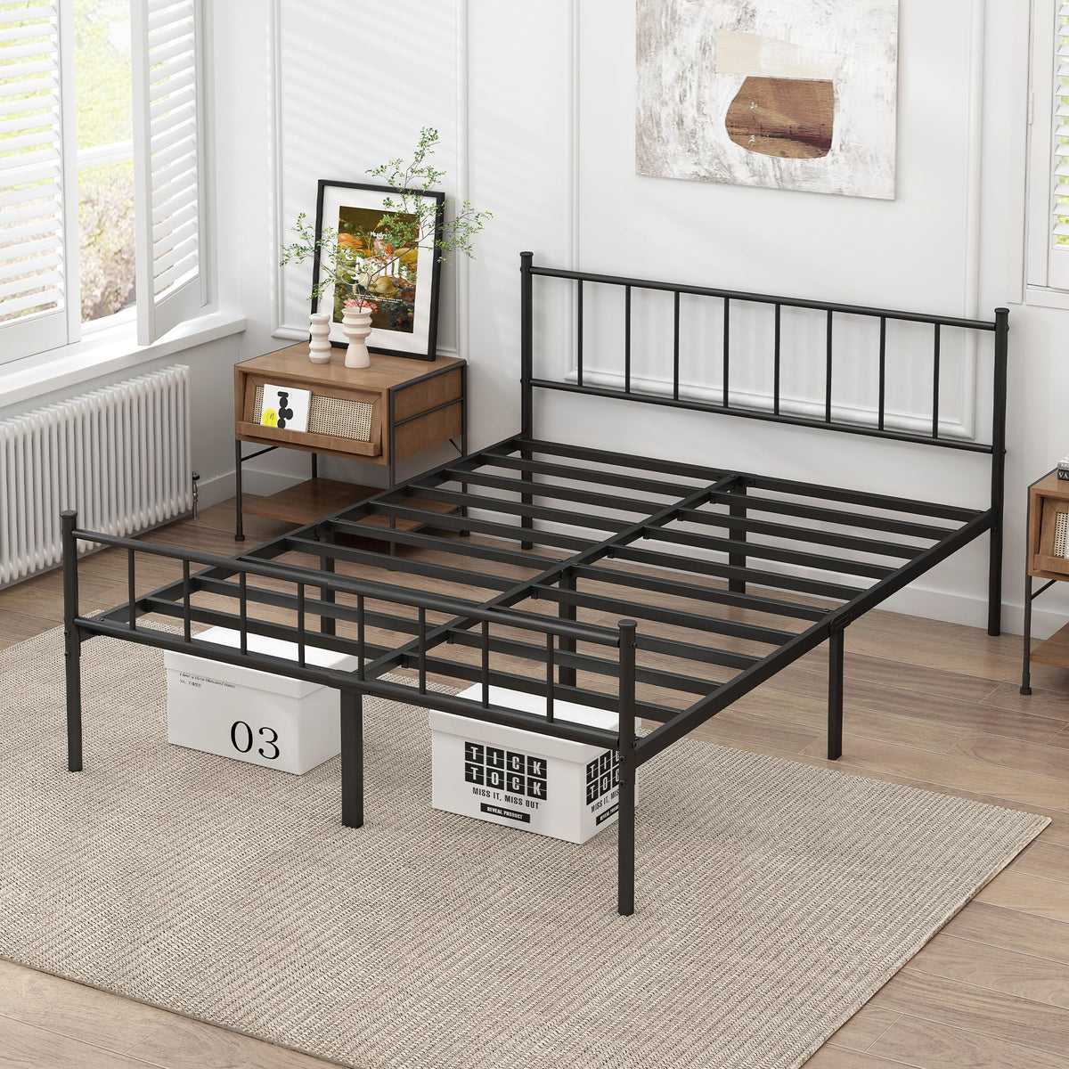 Queen Metal Bed Frame with Steel Slat Support N370500