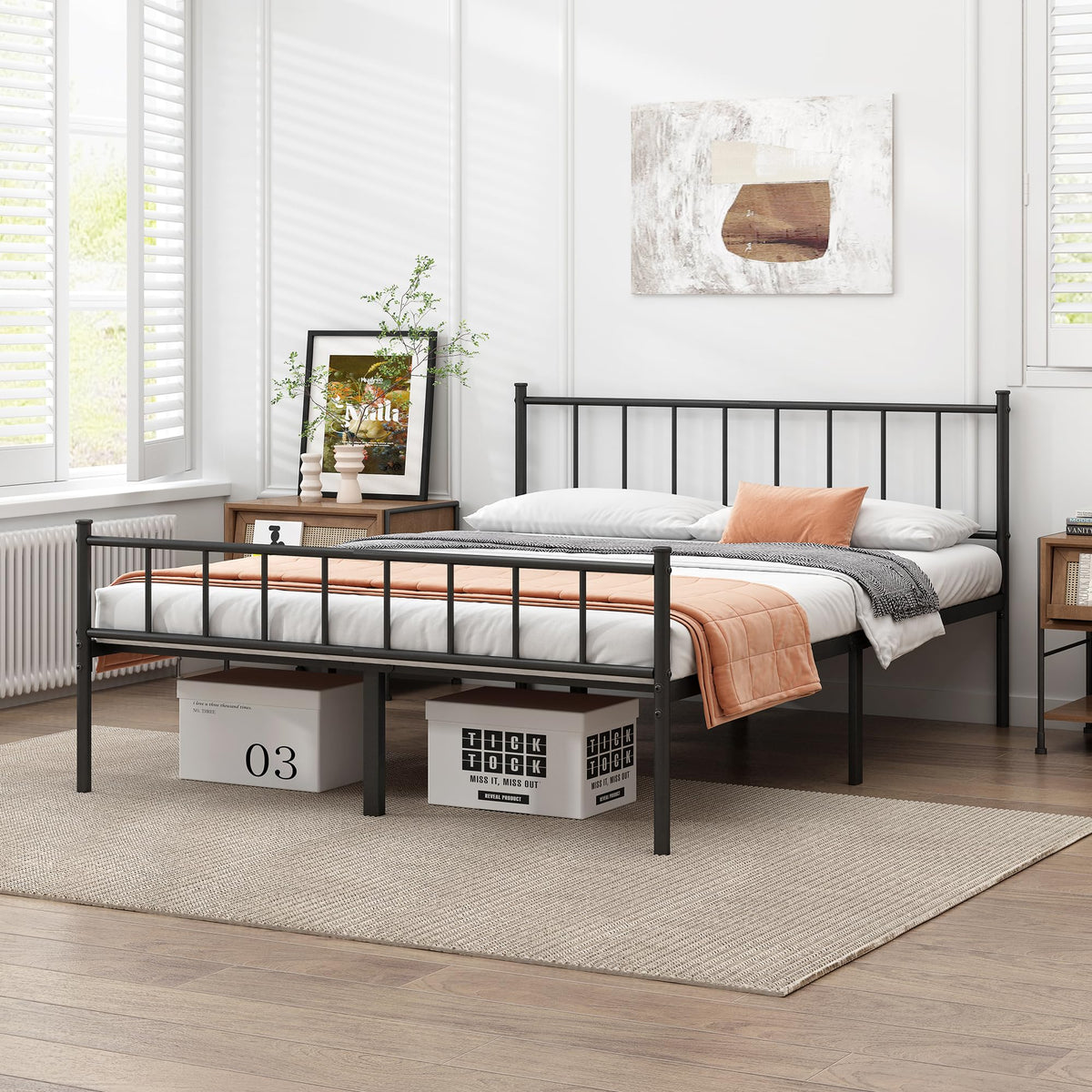 Queen Metal Bed Frame with Steel Slat Support N370500