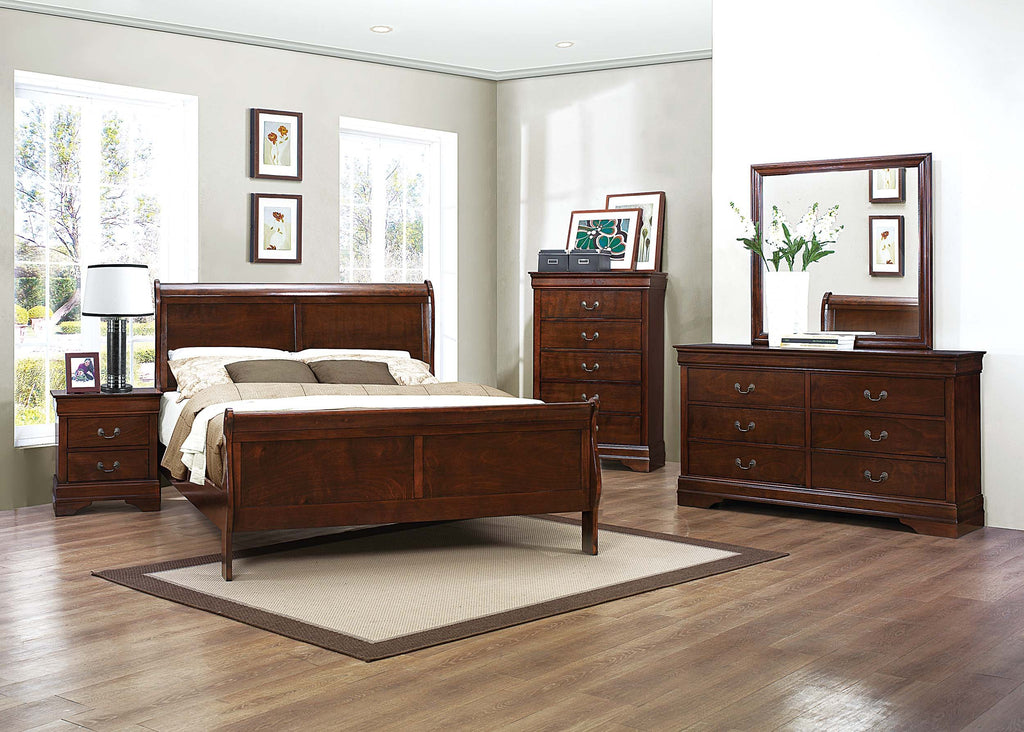 Cal King Cherry Sleigh Panel Bed N3212