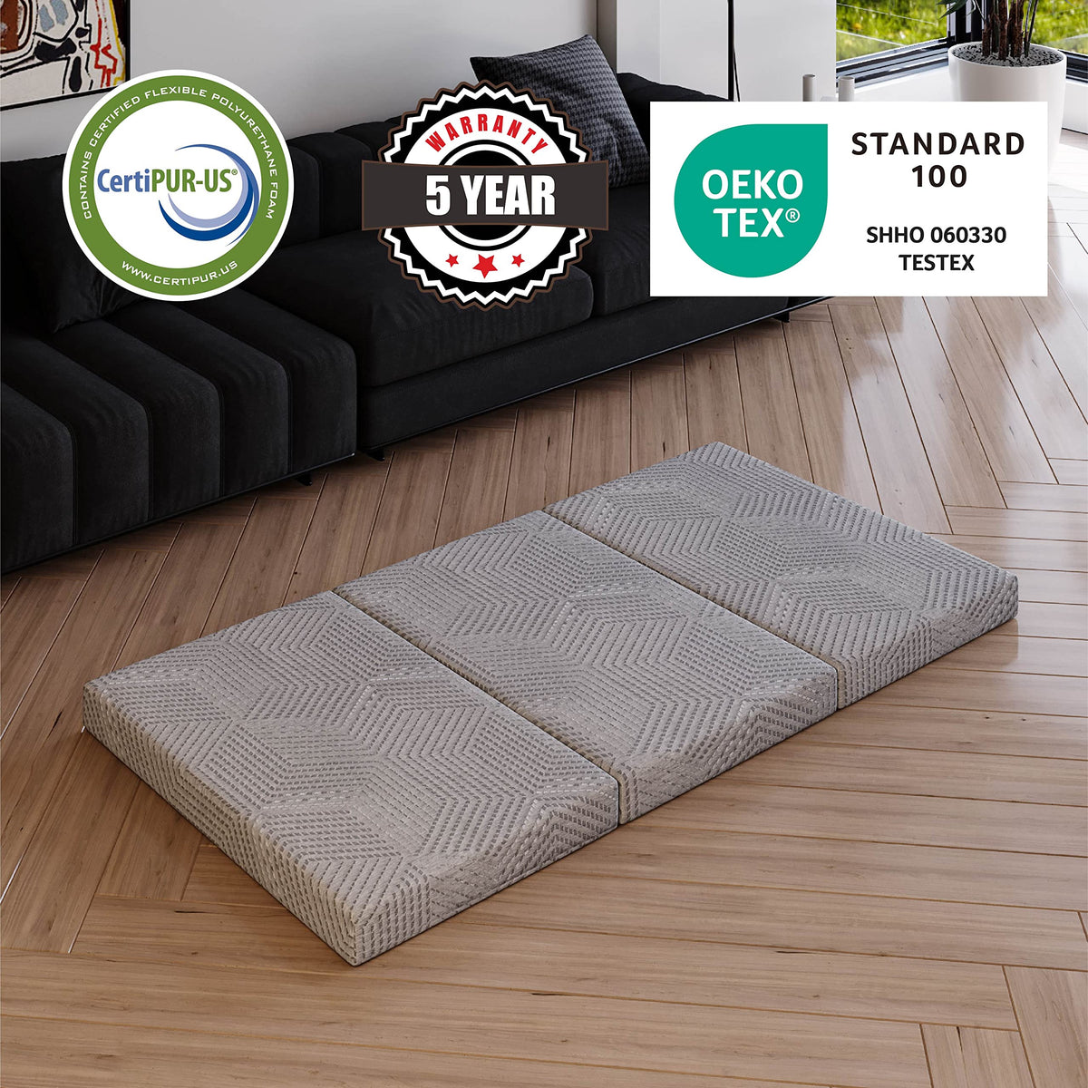 4 Inch Tri Folding Memory Foam Mattress G66738
